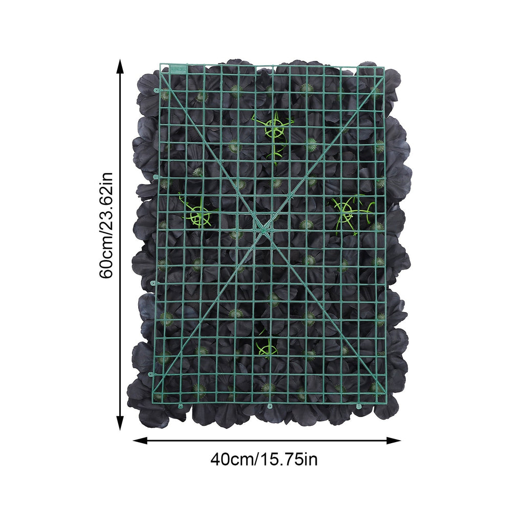 6pcs Black Flower Wall Panels, Artificial Flower Wall Panels, Flower Panels for Backdrop, 60 X 40 Cm/23.62 X 15.75 Inches, for Gardens, Patios, Landscapes