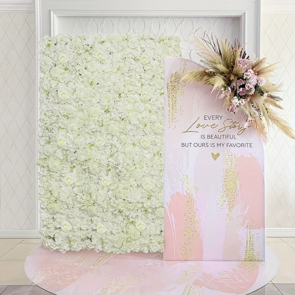 [Wedding Anniversary Party] 36pcs 15x15 Inches 3D Artificial Floral Wall Panels White Floral Wall Backdrop for Wedding Anniversary Party Decorations
