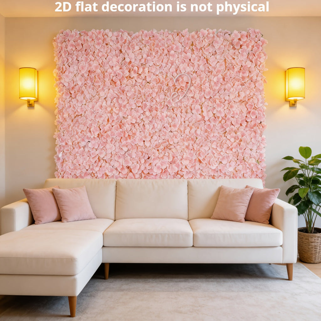 12pcs Blush & Flower Wall Panels - Realistic 2D Flat Artificial Flower Backdrop, Install Wedding/ Decoration, 15x15 Inches for Photo Booth Background, No Maintenance Required Suitable for Wedding Backdrop, 2D Flat