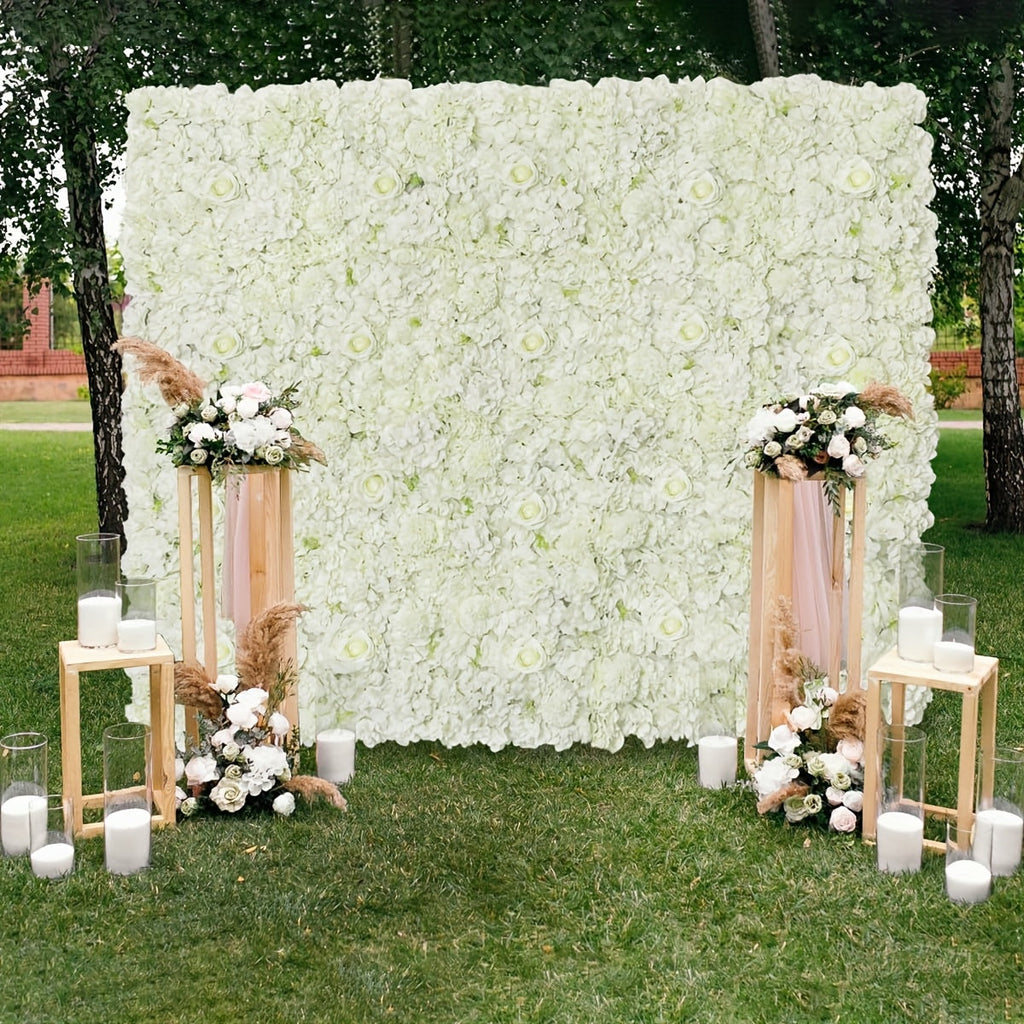 24pcs 15 X 15 Inch Flower Wall Panels 3D Rose Floral Decorative Faux Flower Wall Background for Party Shower Bridal Wedding Background Decor