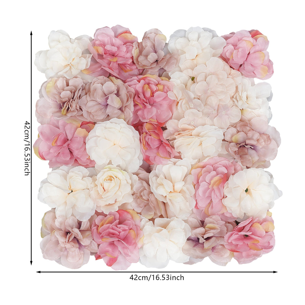 12pcs Pack Panel Artificial Flower Wall Backdrop Suitable for Weddings, Birthdays, Graduation - Hanging Panels with White, Champagne & Pink Blooms, Plastic Floral Panels for Parties, Setup for Decor,