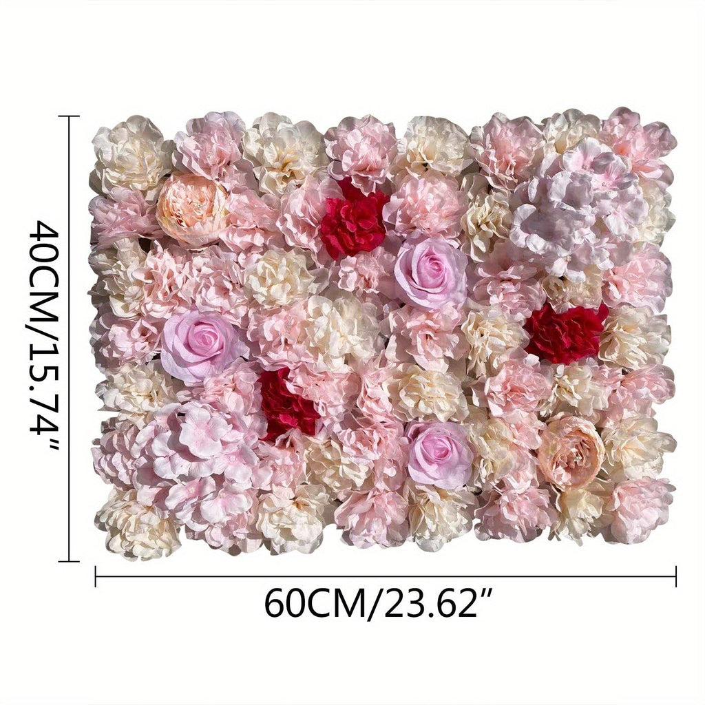20pcs Pack Artificial Flower Wall Panels Suitable for Outdoor/Indoor Privacy Screen, Fence Covering & - Realistic Silk Flower Panels with Light Pink Roses, Light Yellow Suitable for Garden, Backyard, Weddings, Parties - HomeEcho