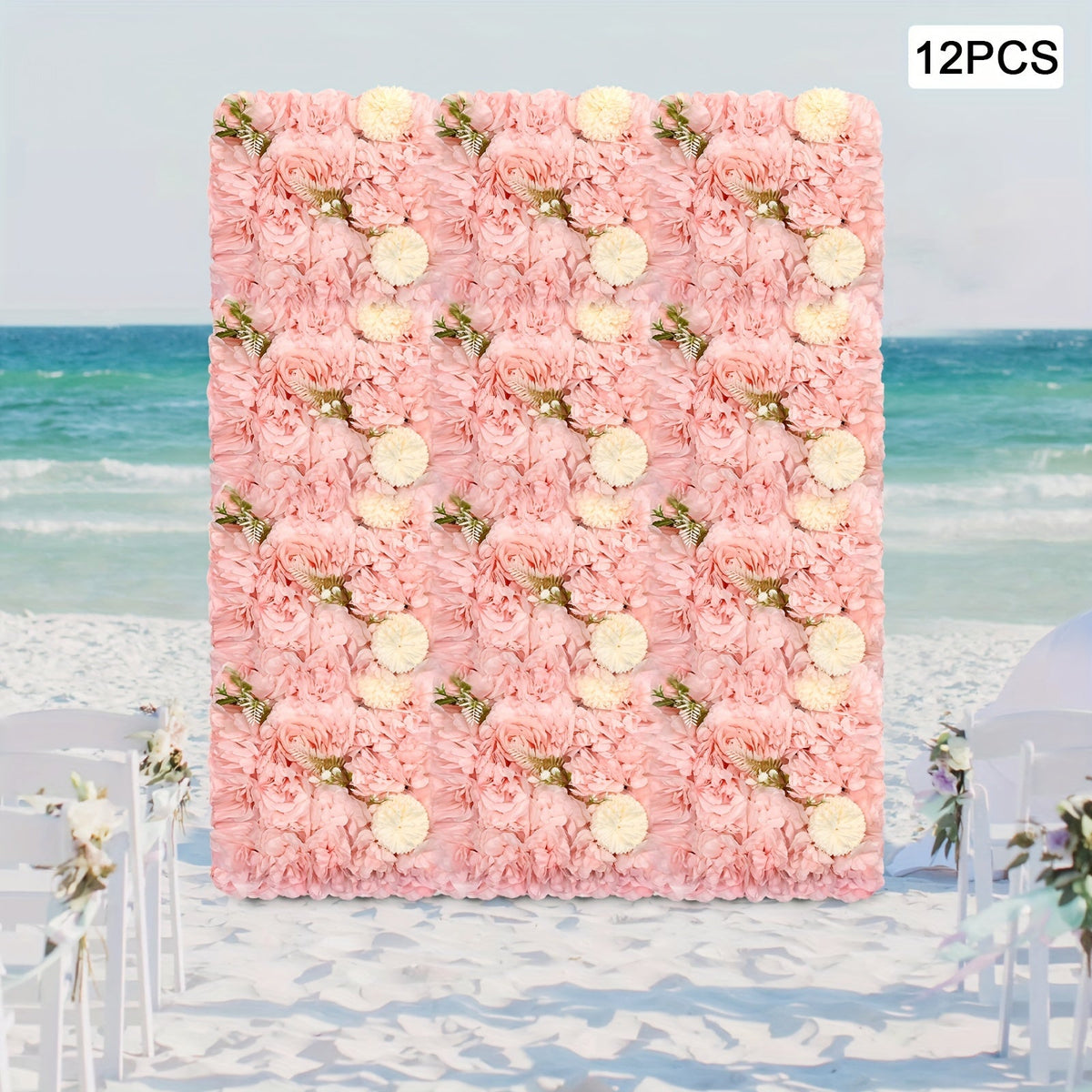 3D Flower Wall Panel-12pcs Artificial Flower Wall Background Rose Mat for Wedding Backdrop Wall Decor Shop Photo Backdrop Floral Wall Arrangement 15*15in, 38 * 38cm