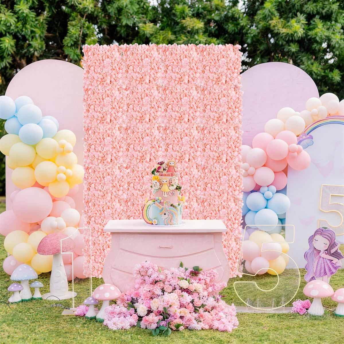 Photography Backdrop 24pcs Simulated Flower Wall for Easy Installation, Mother's Day, Wedding, Wedding Ceremony, Party Backdrop, Photography Props, Simulated Flower Arrangement Decoration (15 X 15 Inches)
