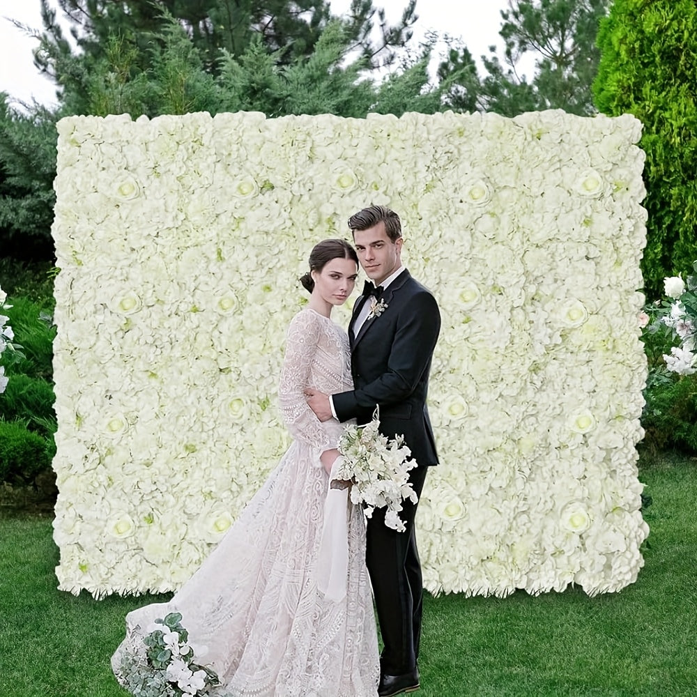 White Floral Wall Backdrop 36 Packs 15X15 Inches 3D Artificial Floral Wall Panels for Wedding Anniversary Party Decorations
