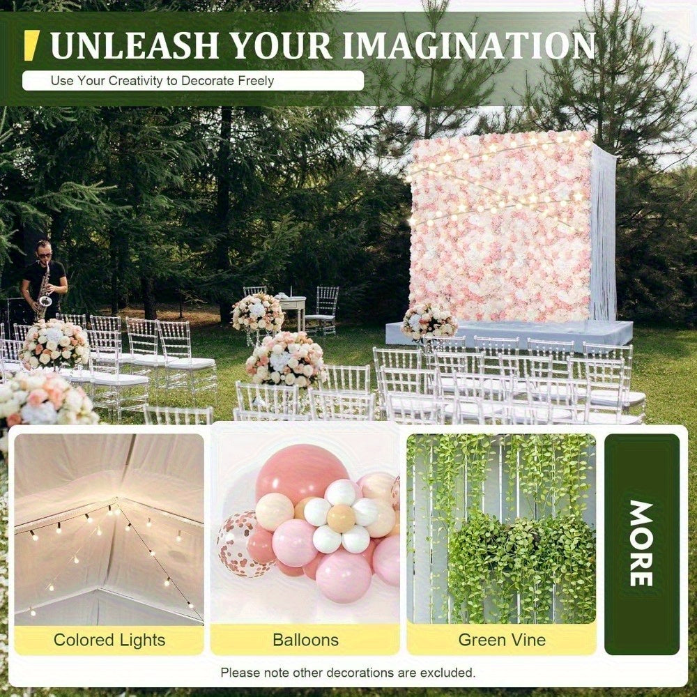 Floral Background Decoration Panel Flower Panel with Silk Rose Artificial Flower Wall Artificial Silk Flower Wall Panel Faux Flowers Combo Set for Banquet Wedding 12pcs Party Decoration Tools