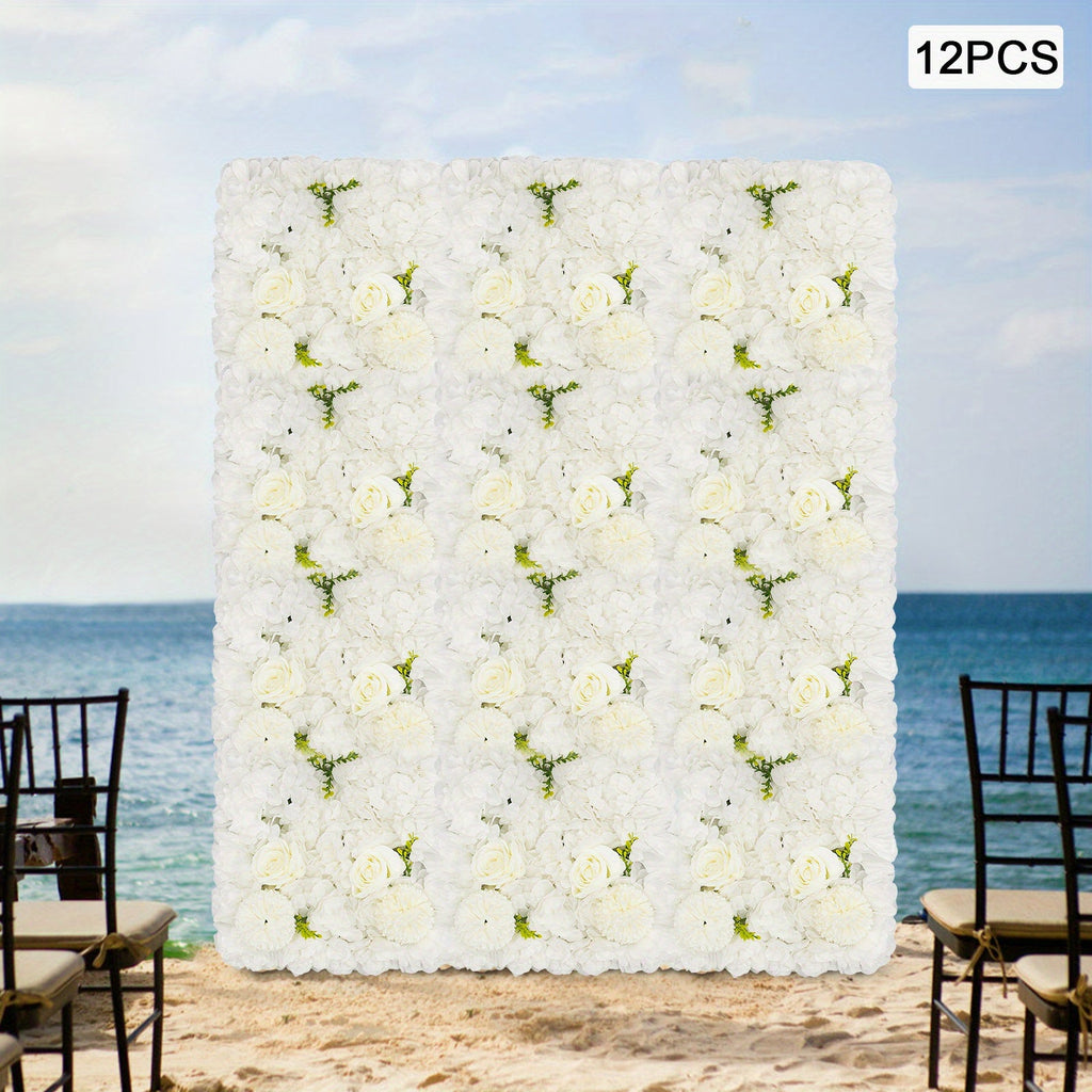 CNCEST 12pcs Flower Wall Panels, Artificial Flower Wall Panel, Suitable for Porch, Balcony, Garage, Terrace