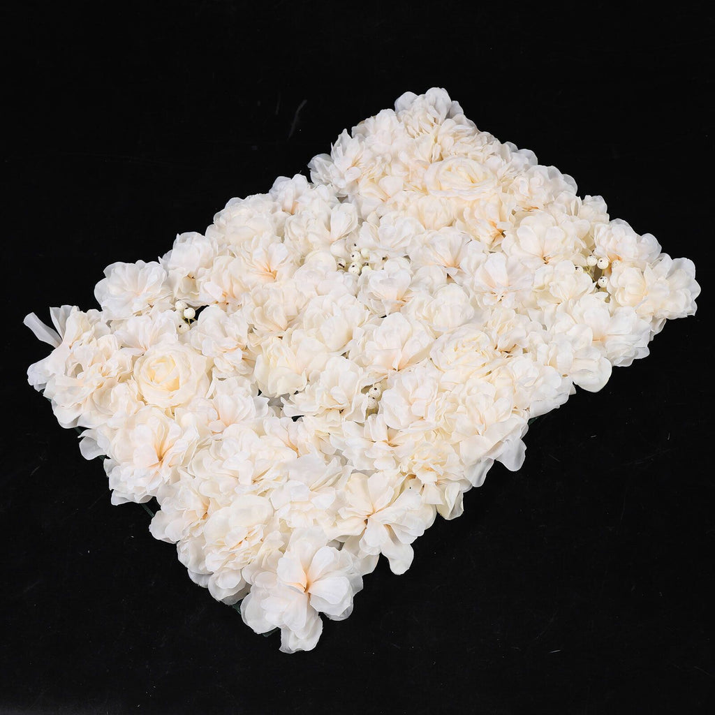 6pcs White Artificial Rose Flower Wall Panel Wedding Background Bouquet Party Home