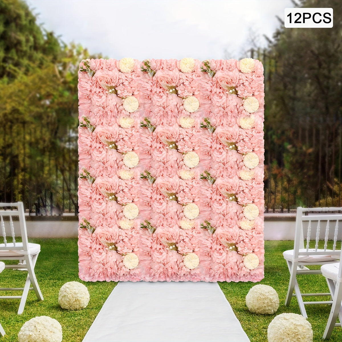3D Flower Wall Panel-12pcs Artificial Flower Wall Background Rose Mat for Wedding Backdrop Wall Decor Shop Photo Backdrop Floral Wall Arrangement 15*15in, 38 * 38cm