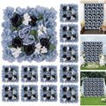 12-Pack Blue Artificial Silk Rose Flower Wall Panels, 15x15 Inch Drative Backdrop for Weddings, Parties, and Event Celebrations