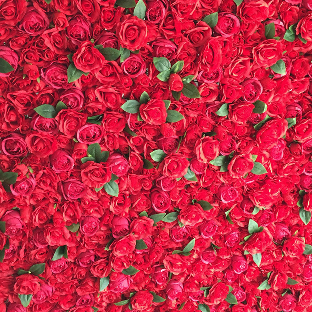Red Wedding Flower Walls Artificial Rose Peony Green Leaf Background For Romantic Photography Bridal Shower Panel 15.75inch x23.62inch