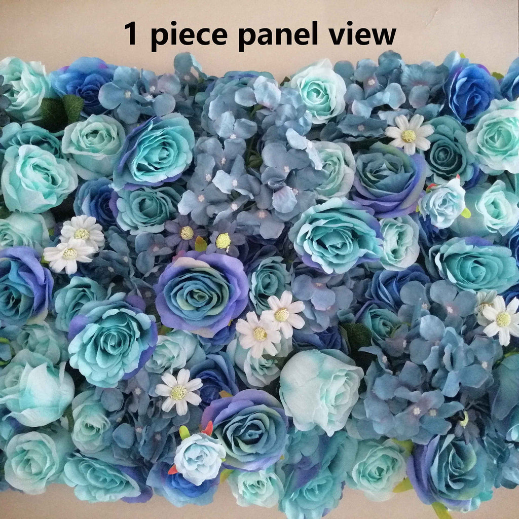 Aqua Blue Tiff Blue Fake Flower Wall for Wedding Photography Backdrop Simulation Rose for Special Event Party Decor Panel 15.75x23.62inch