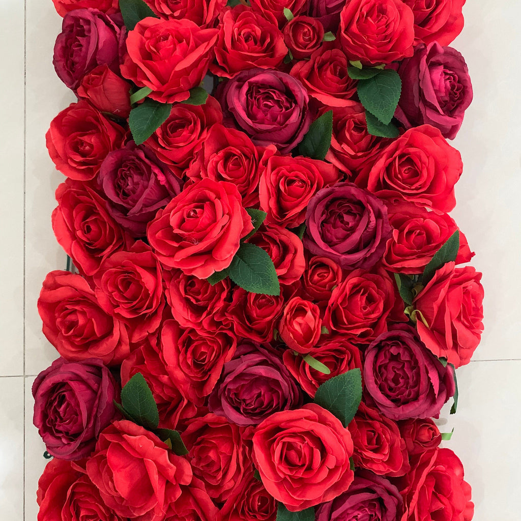 Red Wedding Flower Walls Artificial Rose Peony Green Leaf Background For Romantic Photography Bridal Shower Panel 15.75inch x23.62inch