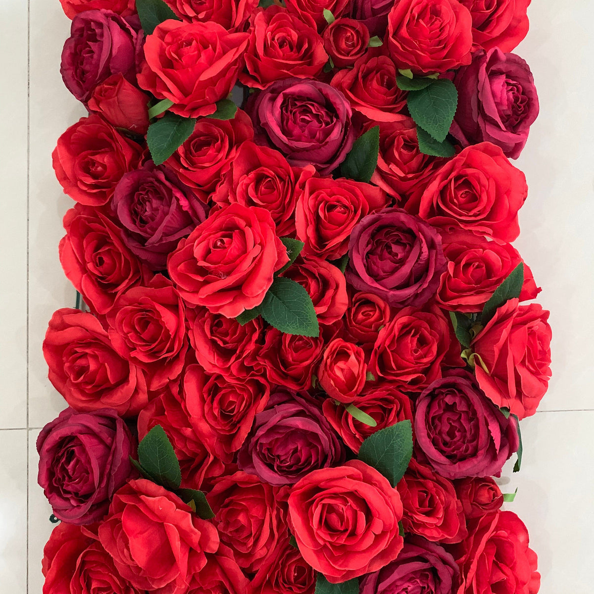Red Wedding Flower Walls Artificial Rose Peony Green Leaf Background For Romantic Photography Bridal Shower Panel 15.75inch x23.62inch