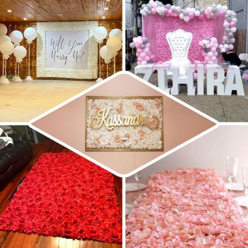 11 Sq ft - 4 Panels Blush Silk Rose & Hydrangea Flower Wall Panel For Birthday Party, Photography Backdrop, Flower Panel, Wedding Decor