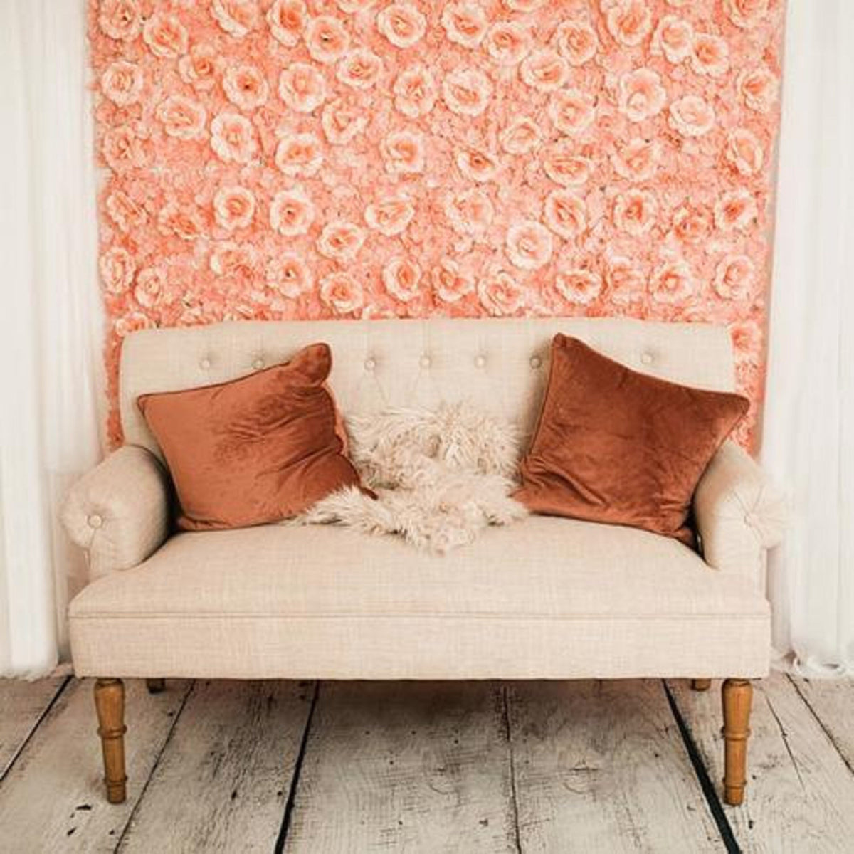 11 Sq ft - 4 Panels Blush Silk Rose & Hydrangea Flower Wall Panel For Birthday Party, Photography Backdrop, Flower Panel, Wedding Decor