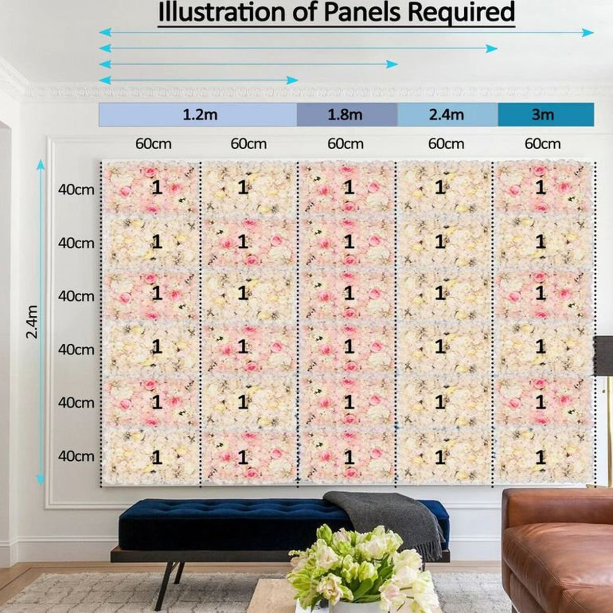 Aqua Blue Tiff Blue Fake Flower Wall for Wedding Photography Backdrop Simulation Rose for Special Event Party Decor Panel 15.75x23.62inch