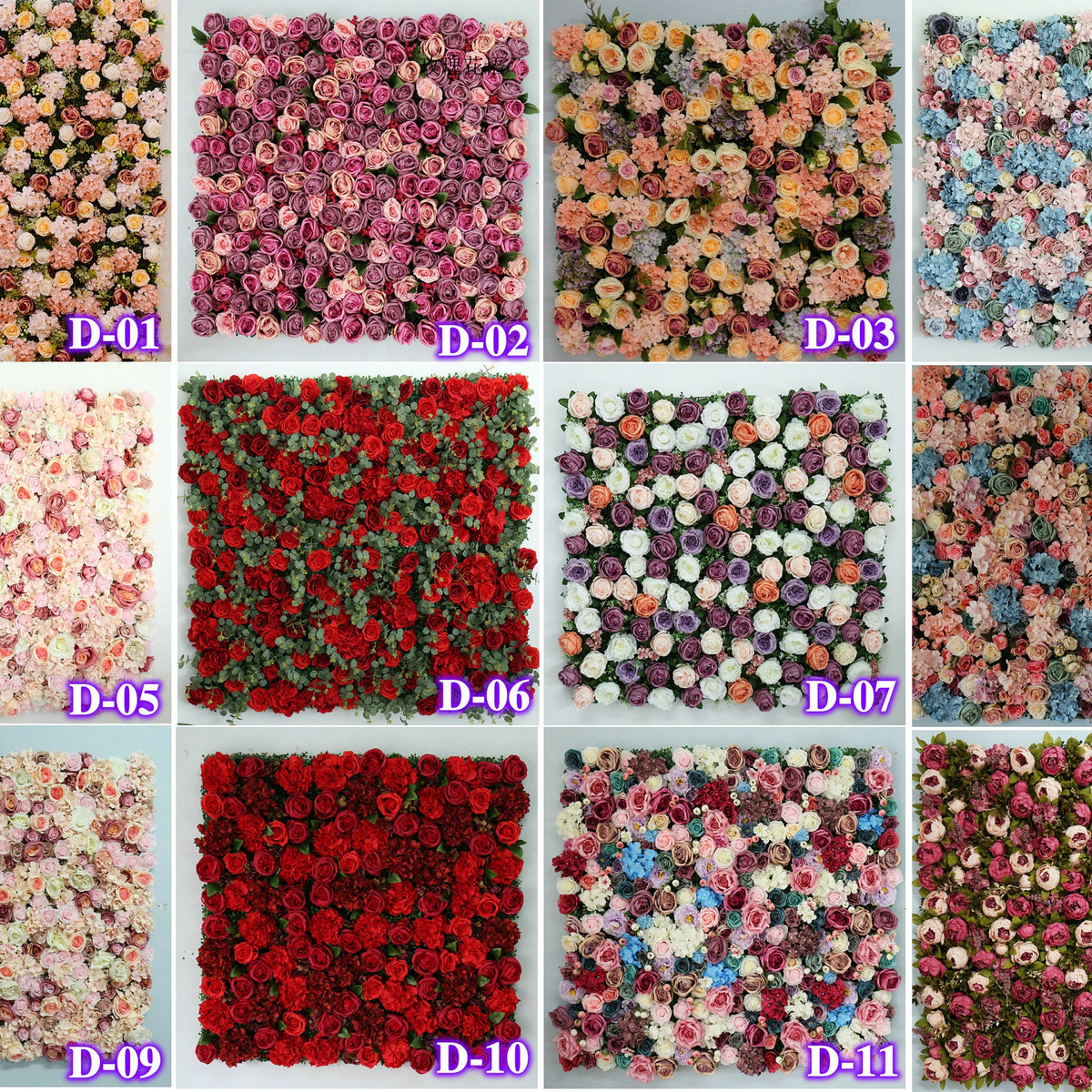 Silk Rose Flowers 3D Backdrop Wall Wedding Decoration Artificial Flower Wall Panel for Home Decor Backdrops Baby Shower,Party backdrop Decor