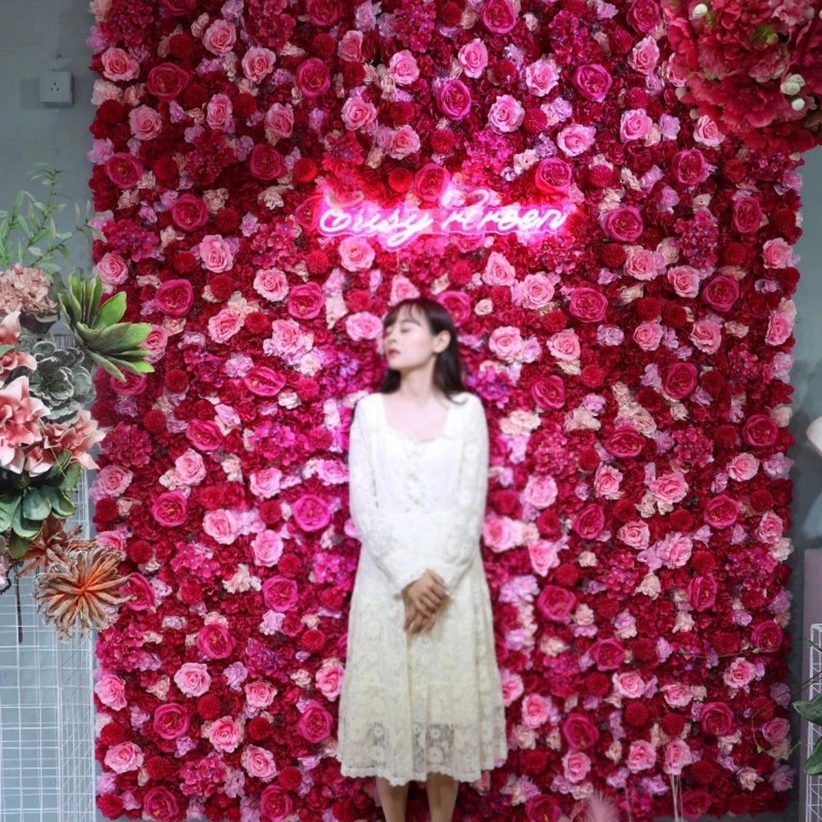 Silk Rose Flowers 3D Backdrop Wall Wedding Decoration Artificial Flower Wall Panel for Home Decor Backdrops Baby Shower,Party backdrop Decor
