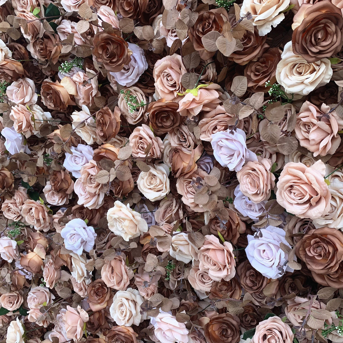 Flower Wall Backdrop [Mocha Taupe Rose Roll-Up Fabric Panel] for Ceremony & Photo Booth