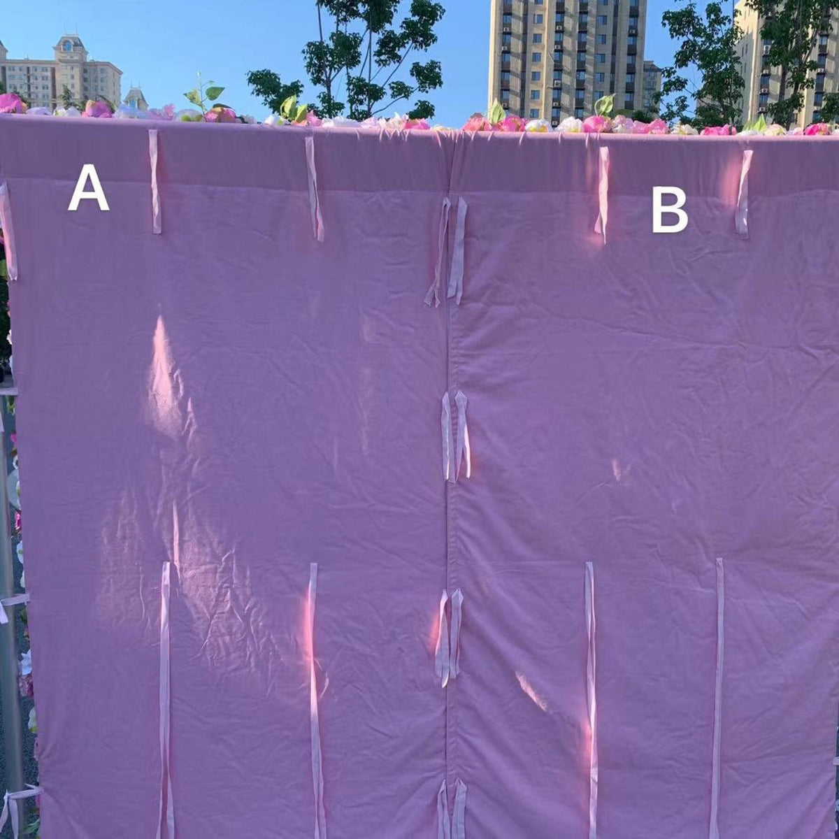 Flower Wall Backdrop [Mocha Taupe Rose Roll-Up Fabric Panel] for Ceremony & Photo Booth