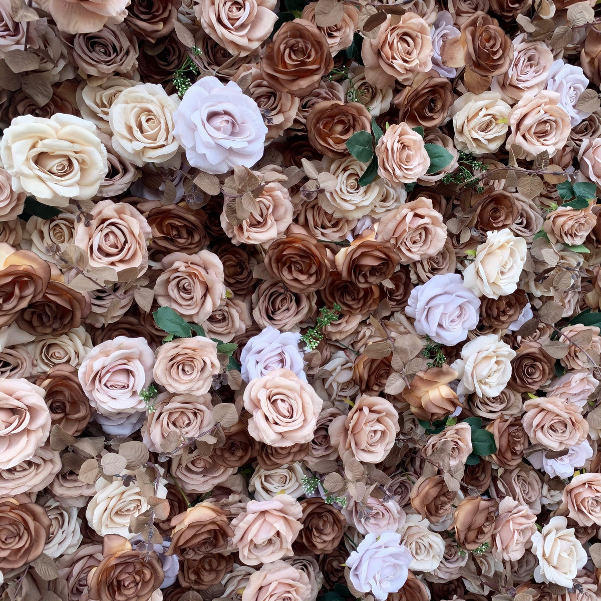 Flower Wall Backdrop [Mocha Taupe Rose Roll-Up Fabric Panel] for Ceremony & Photo Booth