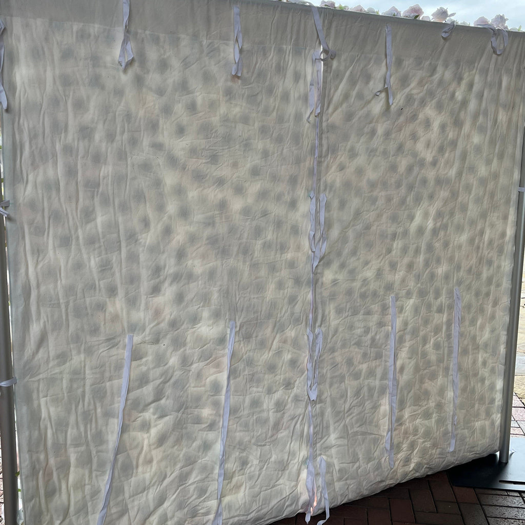 Flower Wall Backdrop [Whisper Blush White Rose Roll-Up Fabric Panel] for Ceremony & Photo Booth