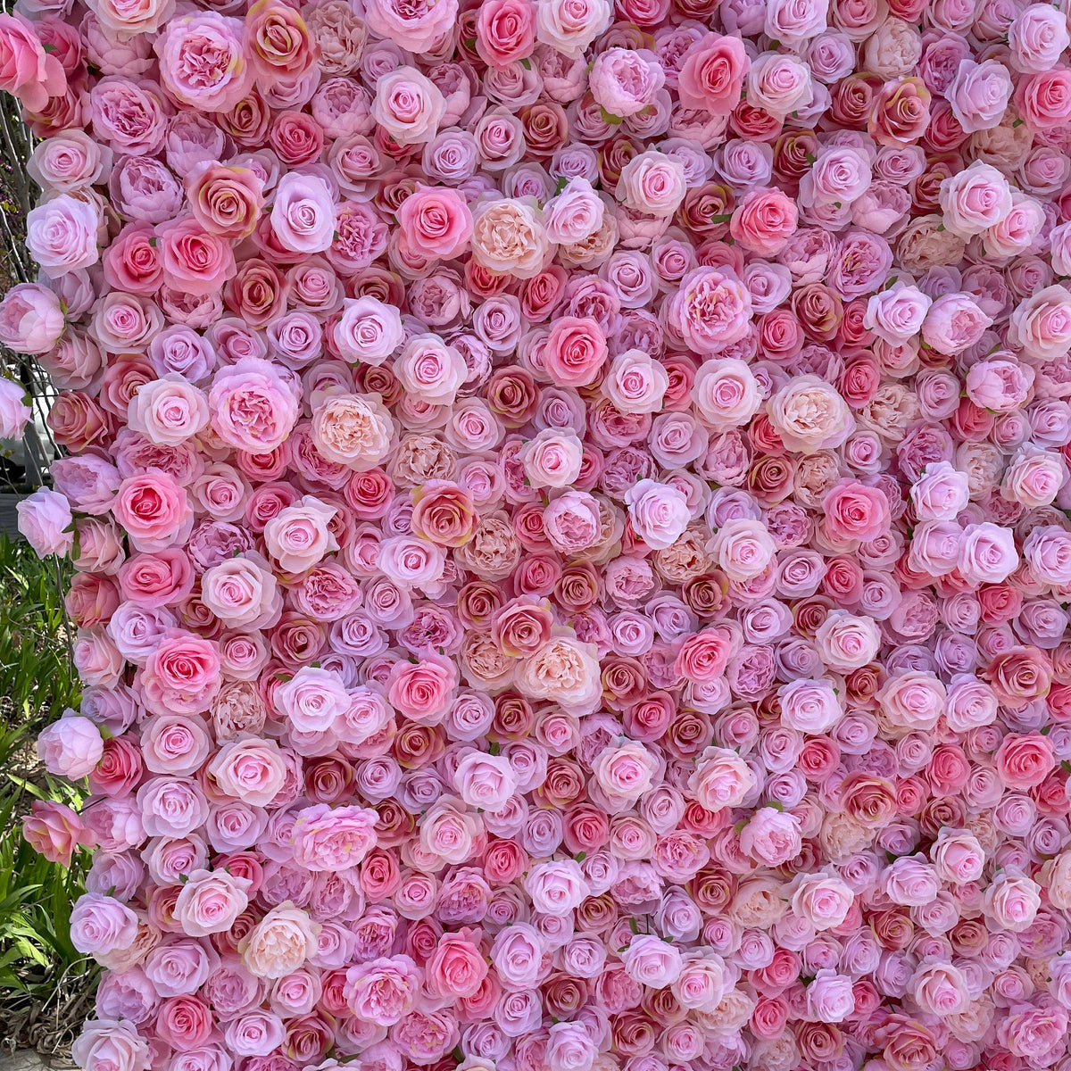 Flower Wall Backdrop [Pink Petal Rose Garden Roll-Up Fabric Panel] for Ceremony & Photo Booth
