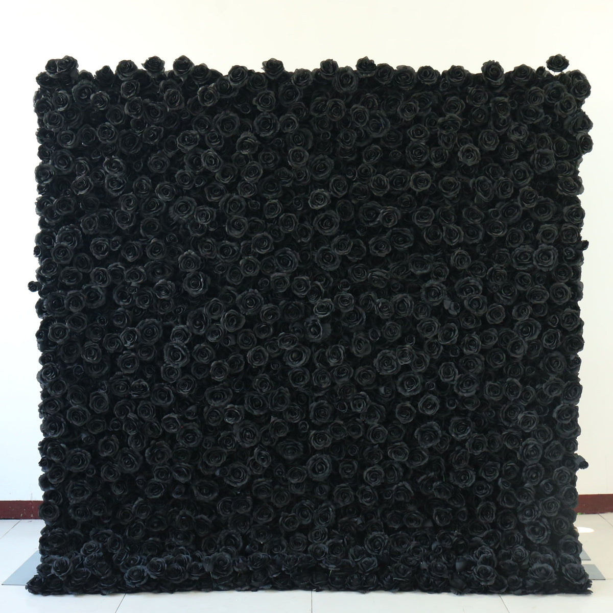 Flower Wall Backdrop [Midnight Noir Black Rose Roll-Up Fabric Panel] for Ceremony & Photo Booth