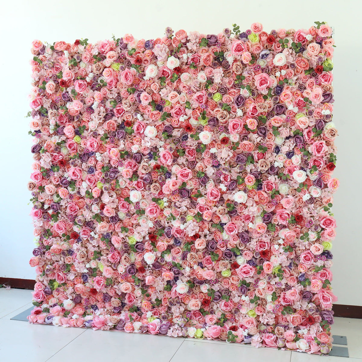 Flower Wall Backdrop [Watercolor Petal Mosaic Rose Roll-Up Fabric Panel] for Ceremony & Photo Booth N8828