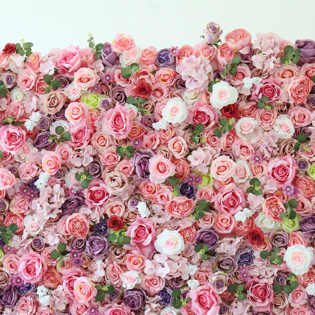 Flower Wall Backdrop [Watercolor Petal Mosaic Rose Roll-Up Fabric Panel] for Ceremony & Photo Booth N8828