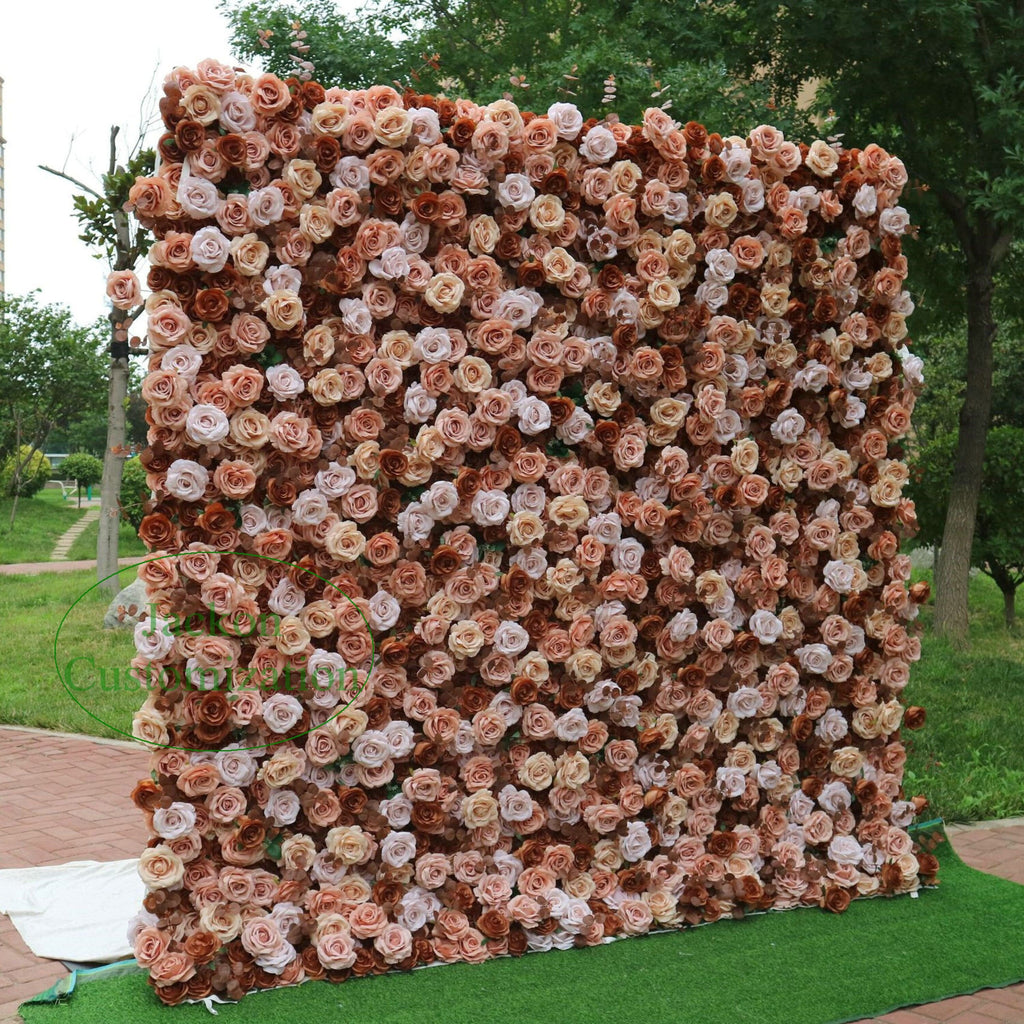 Orange Silk Flower Wall Backdrop, Wedding Decor
