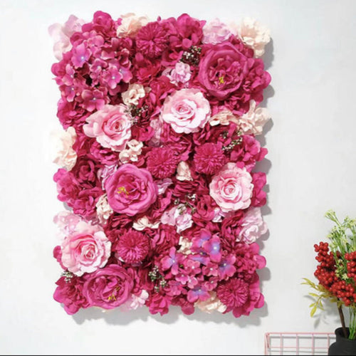 2 Pack of 16 x 24" Artificial Flower Wall Panels Flower Wall Mat Silk Rose Flower Panels for Backdrop Wedding Wall Decoration