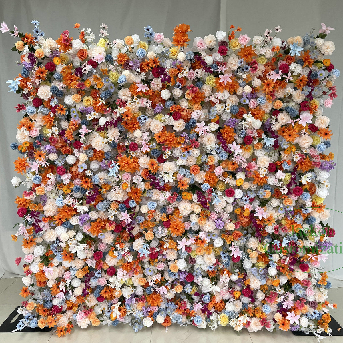 Orange Silk Flower Wall Backdrop, Wedding Decor