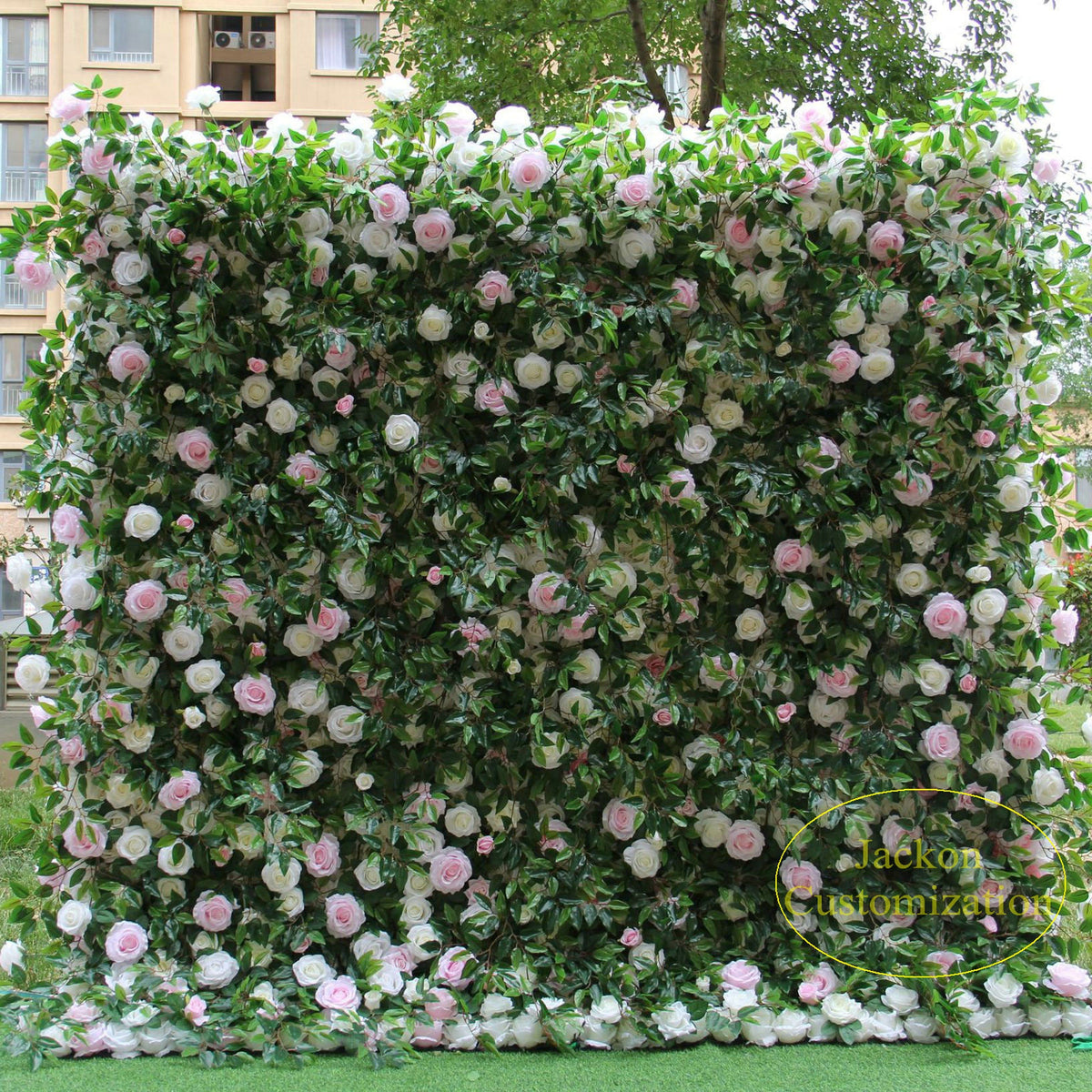 Orange Silk Flower Wall Backdrop, Wedding Decor