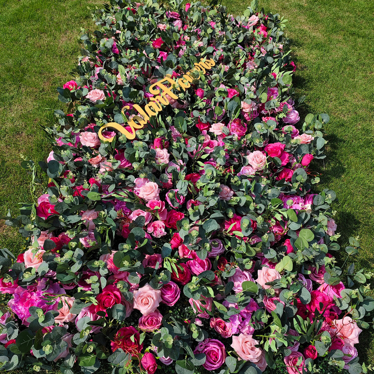 3D Magenta & Pink Flower Wall – Fabric Rose Wedding Backdrop