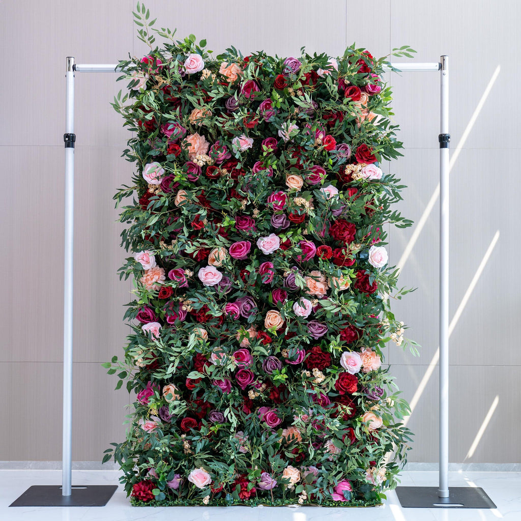 Artificial Flower Wall Backdrop, Magenta Pink Rose, Wedding Photo Booth