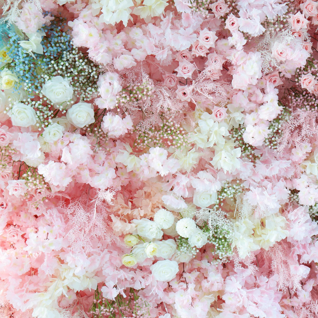 Flower Wall Backdrop [Coral Cloud Blossom Roll-Up Fabric Panel] for Ceremony & Photo Booth N8837