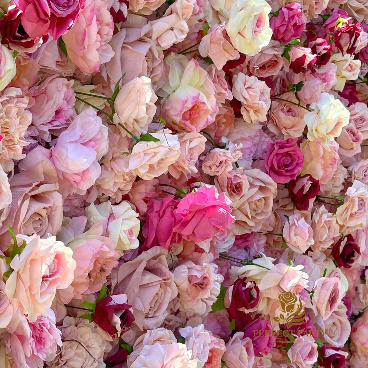 US Seller-5D pink Roses Flower Wall8*8ft - Flower Wall Rolling Up Curtain Wall, flower Fabric Backdrop，Artificial rolling up curtain flower