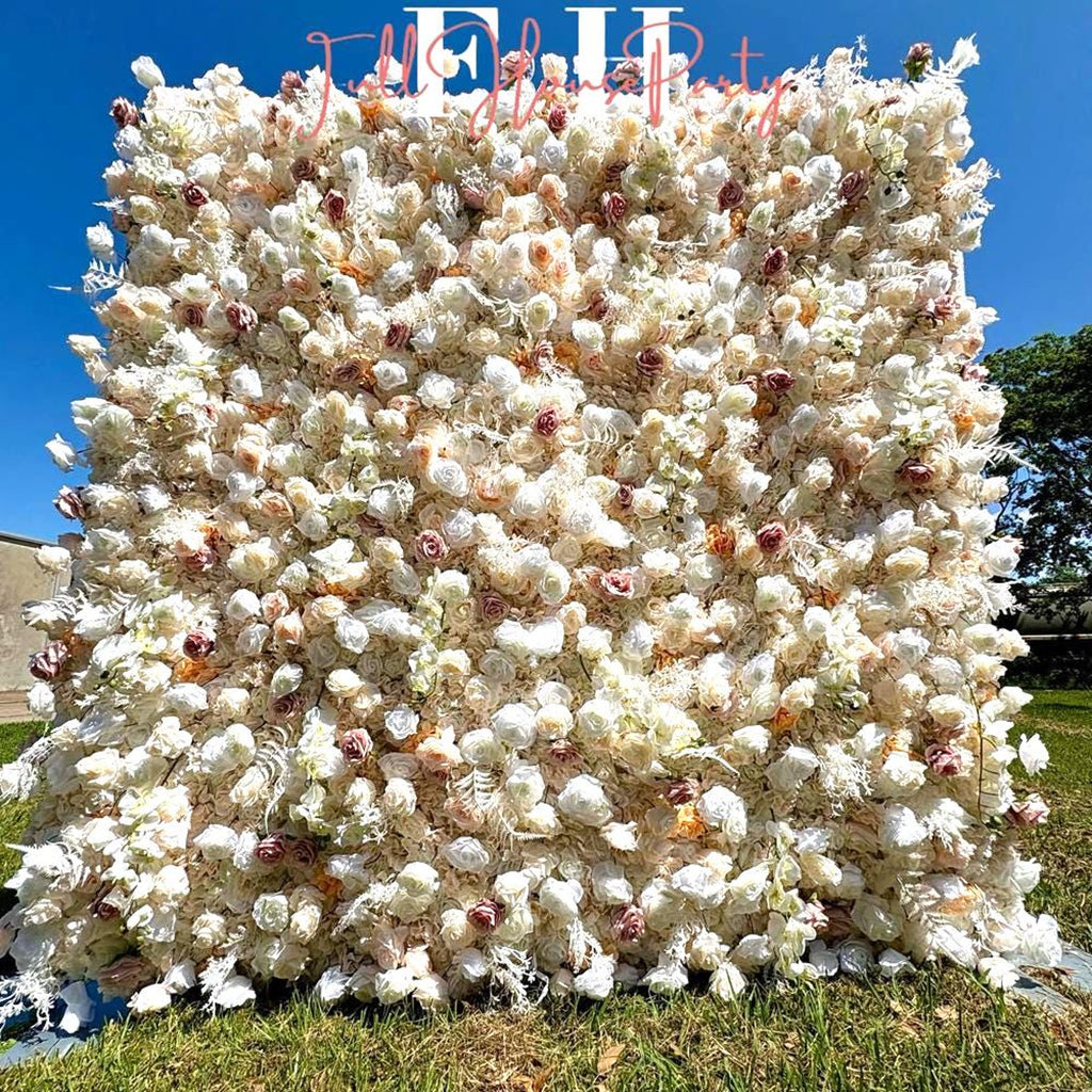 Ships from Houston| Blush Pink & White 5D Fabric Flower Wall Backdrop, Wedding Photo Background, Easy  Quick Assembly Decor