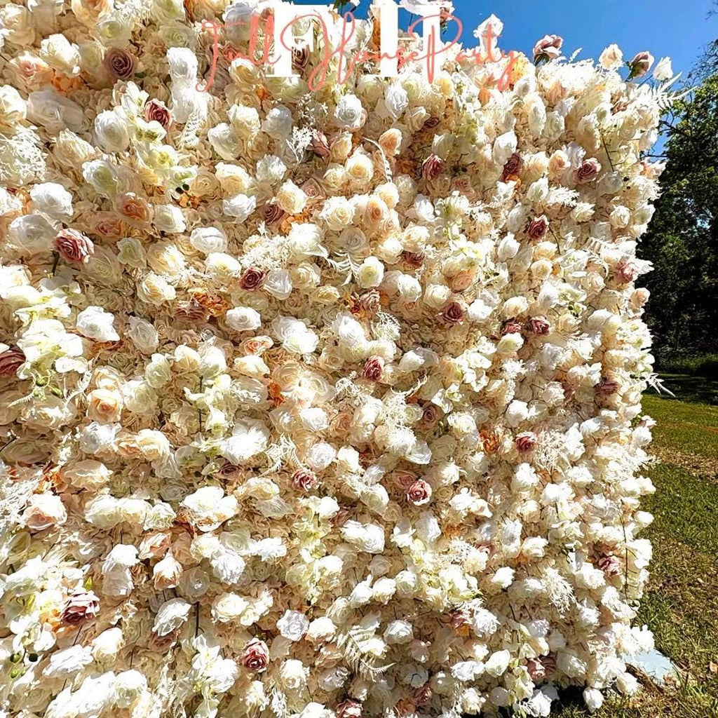 Ships from Houston| Blush Pink & White 5D Fabric Flower Wall Backdrop, Wedding Photo Background, Easy  Quick Assembly Decor