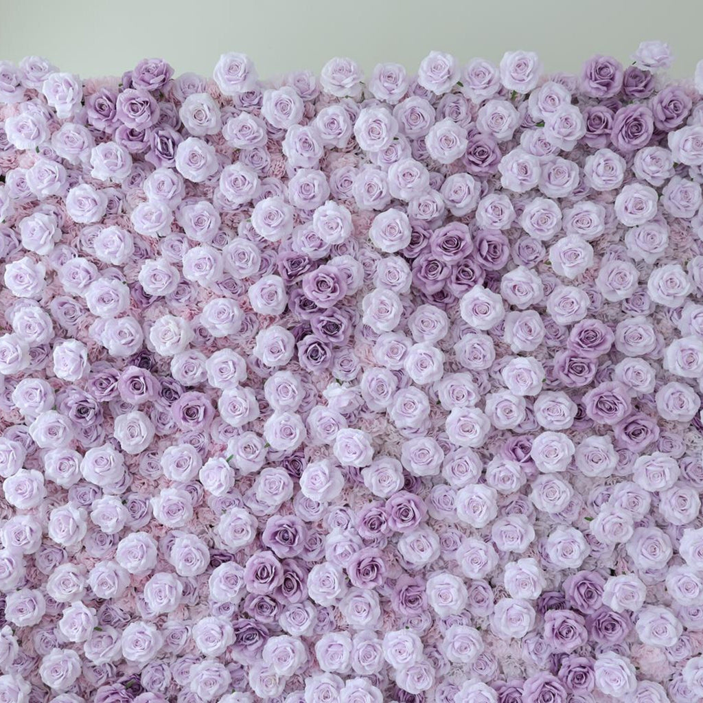 Ships from Houston/8x8ft Romantic Lilac Purple Flower Wall,Rolling Curtain Backdrop, Artificial Fabric Flower Wall for Weddings
