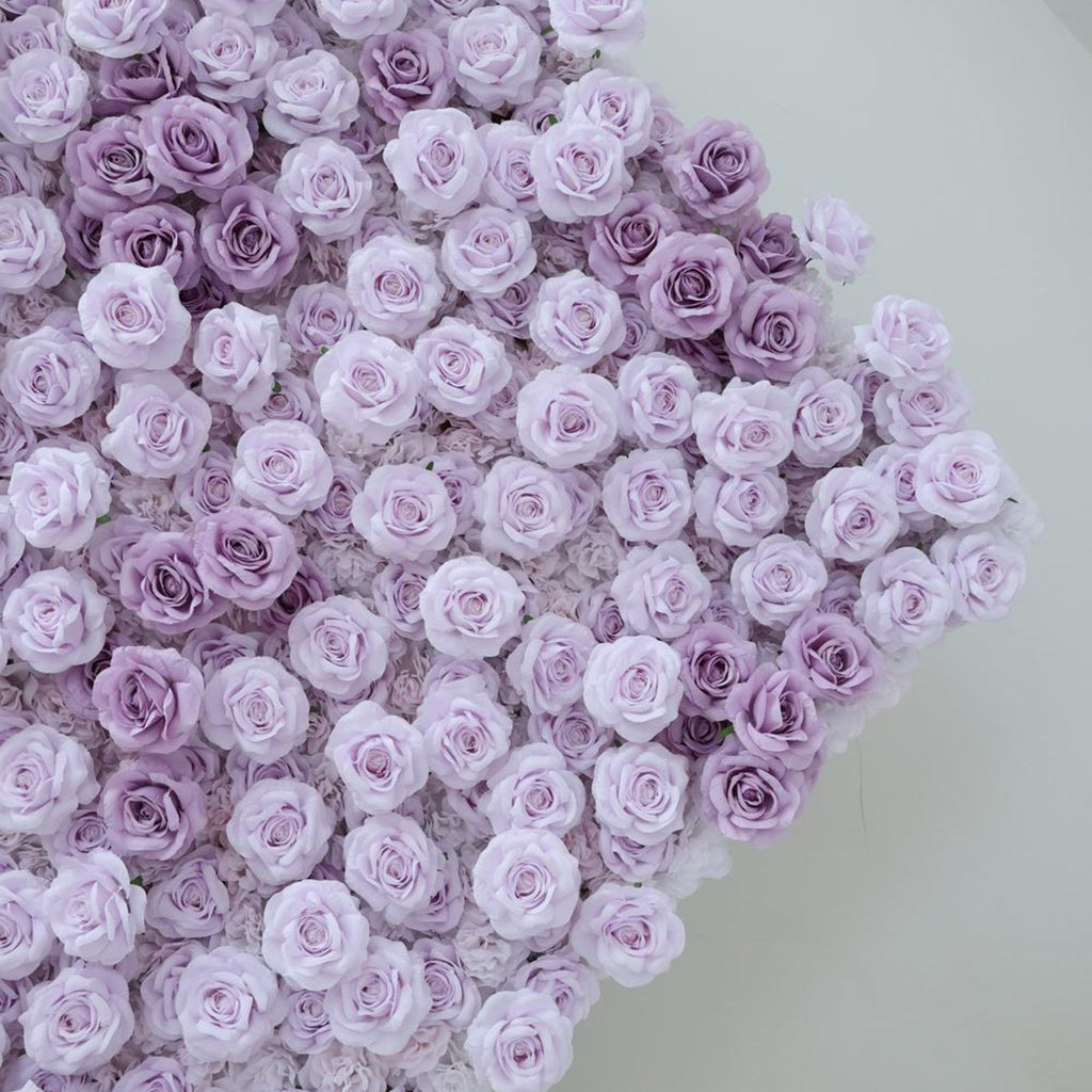 Ships from Houston/8x8ft Romantic Lilac Purple Flower Wall,Rolling Curtain Backdrop, Artificial Fabric Flower Wall for Weddings