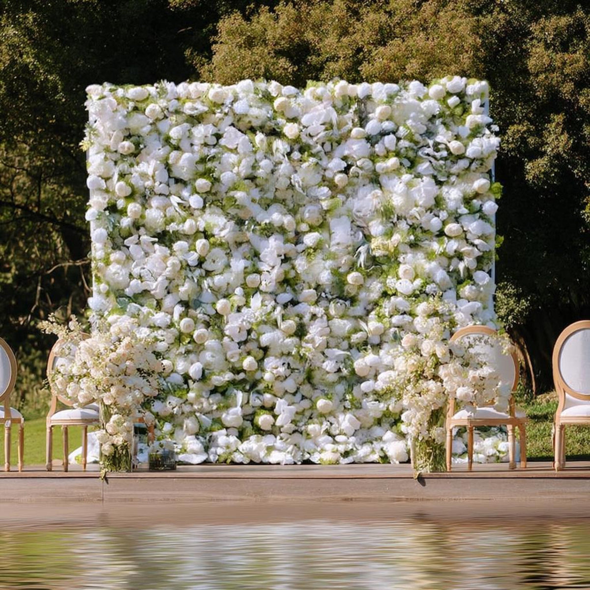Ships from Houston | 5D White Rose Flower Wall 8x8ft, Fabric Flower Roller Curtain Backdrop, Wedding Party Photo Wall Decor
