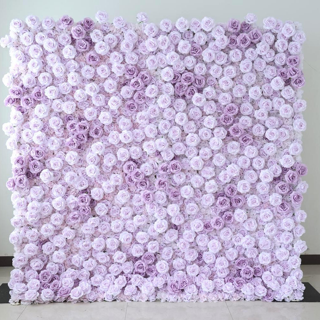 Ships from Houston/8x8ft Romantic Lilac Purple Flower Wall,Rolling Curtain Backdrop, Artificial Fabric Flower Wall for Weddings