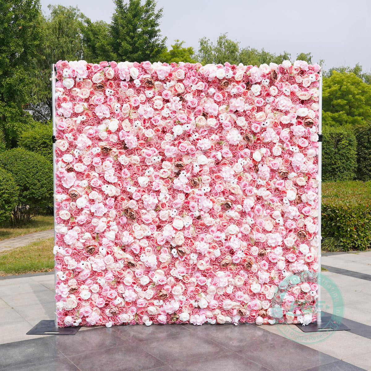 Pink Flower Wall Backdrop, Pink & White Rose Wall, Wedding Ceremony Backdrop, Bridal Shower, Baby Shower, Party Decor