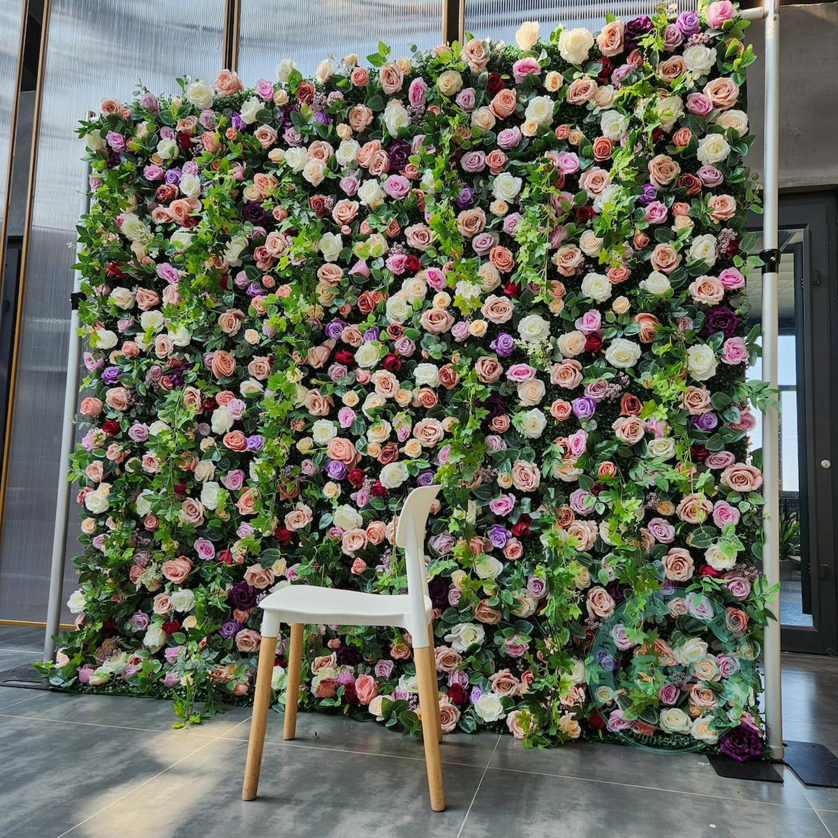 Luxury Garden Flower Wall Backdrop, Pink Purple White Rose & Greenery Wall, Wedding Ceremony Decor, Bridal Shower, Baby Shower Backdrop