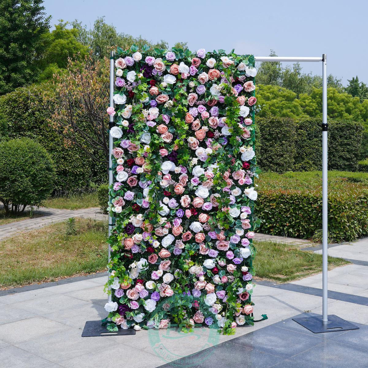 Luxury Garden Flower Wall Backdrop, Pink Purple White Rose & Greenery Wall, Wedding Ceremony Decor, Bridal Shower, Baby Shower Backdrop
