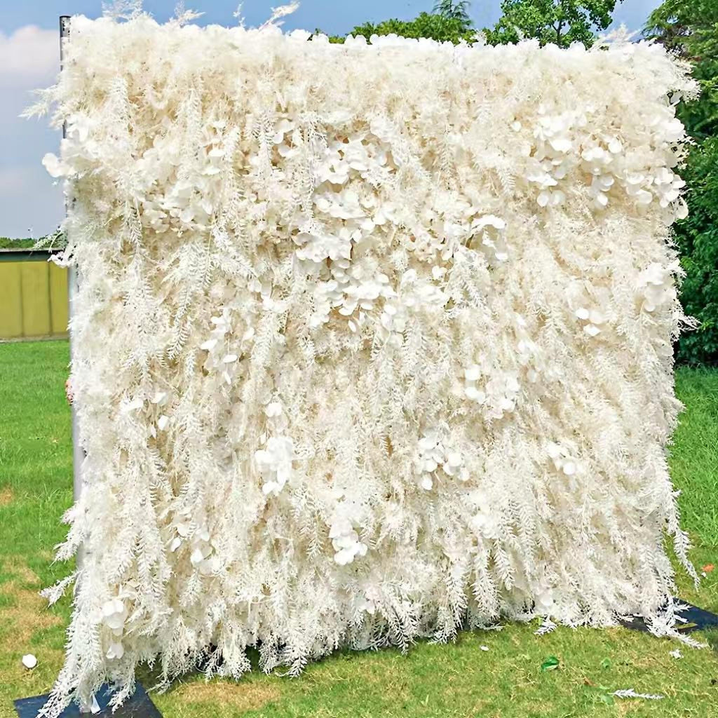 Ships from Houston |5D  Flower Wall 8*8ft  - Flower Wall Rolling Up Curtain Wall, Fabric Flower Wall, Wedding Party Photo Backdrop