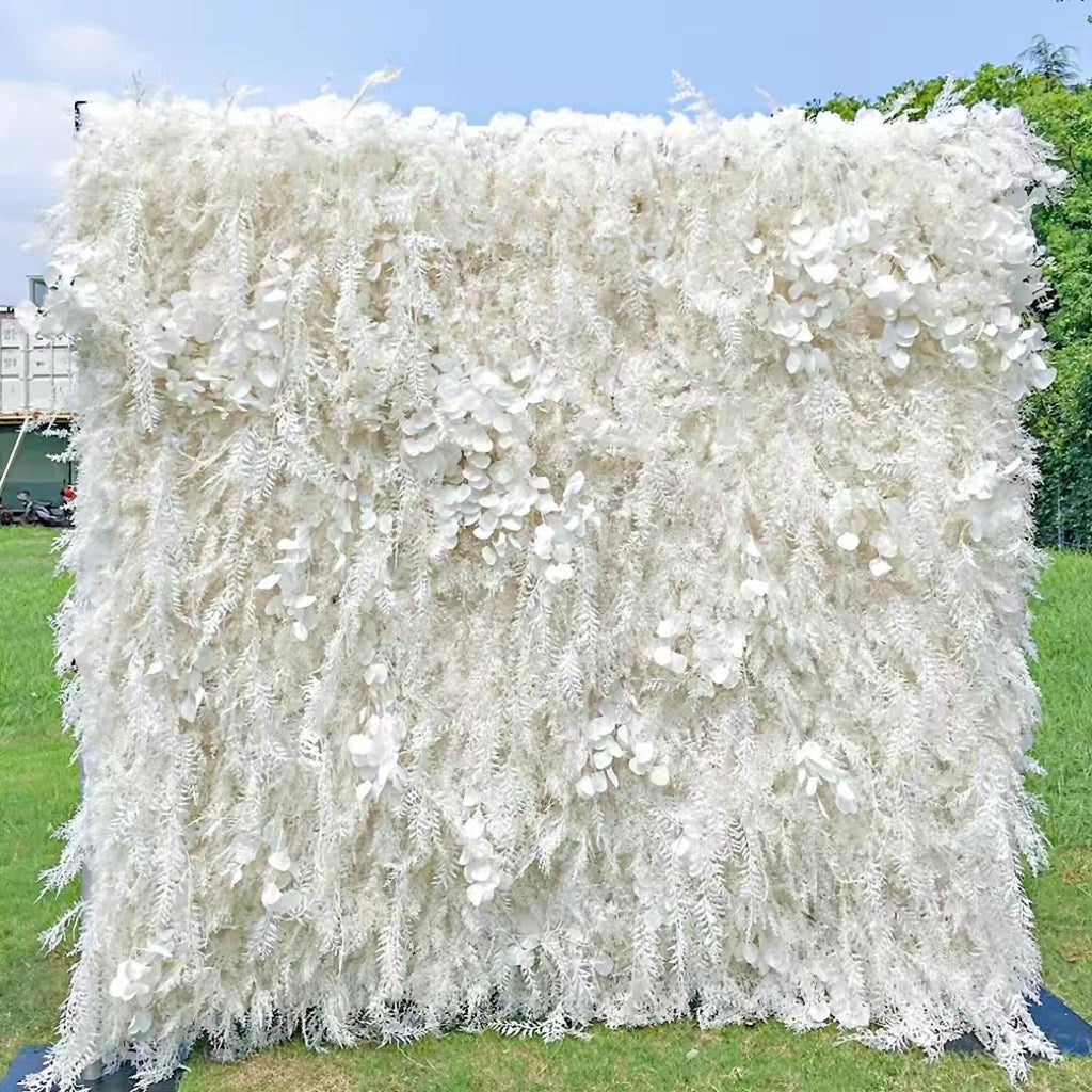 Ships from Houston |5D  Flower Wall 8*8ft  - Flower Wall Rolling Up Curtain Wall, Fabric Flower Wall, Wedding Party Photo Backdrop